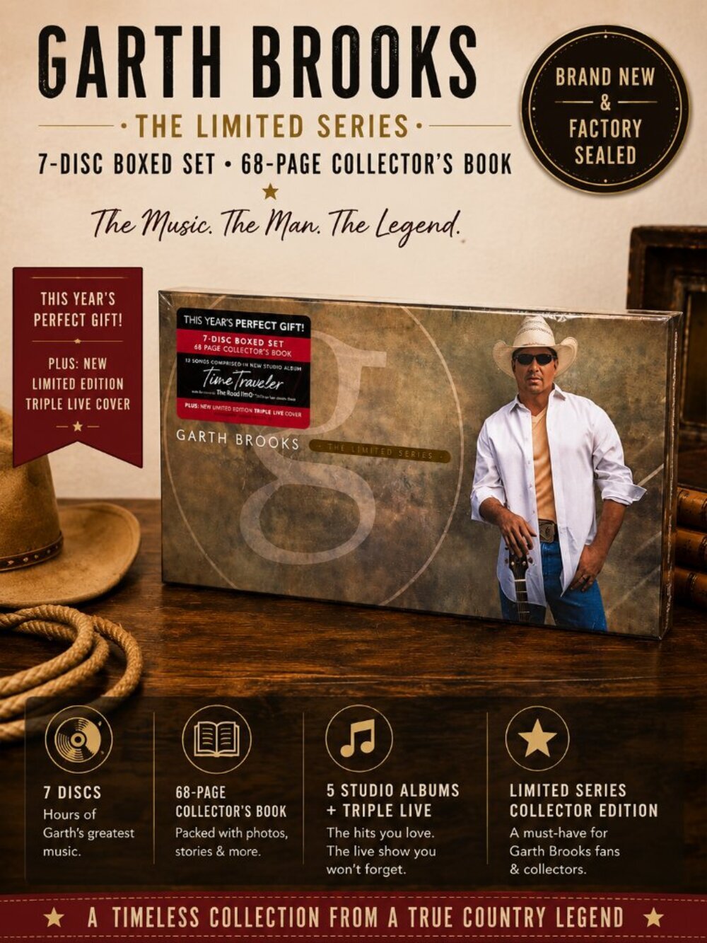 Garth Brooks The Limited Series 7 Disc Box Set 68 Page Book Triple Live New